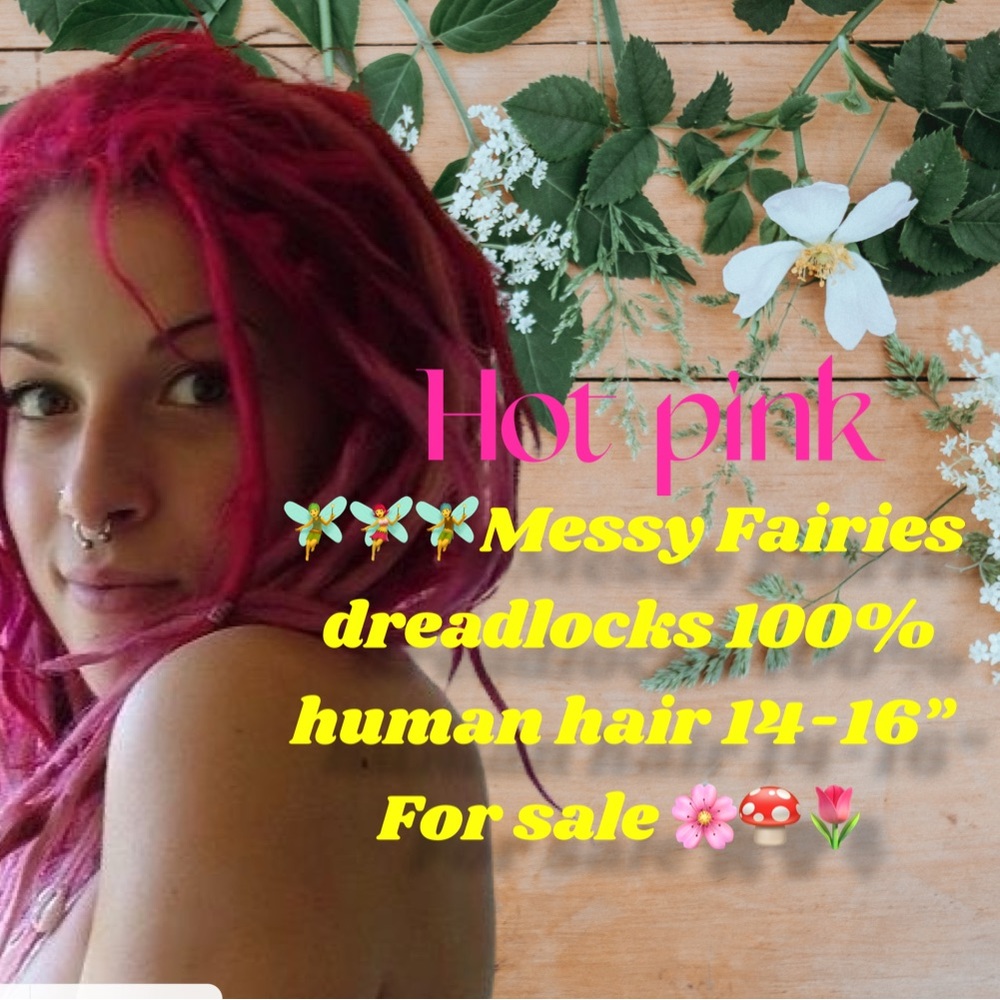 10 Human hair rose pink dreadlocks 12” for partial locs